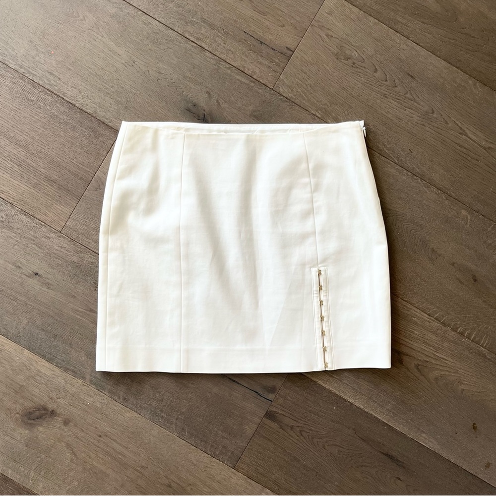 Versace Cream Mini Skirt with Gold Button Trim